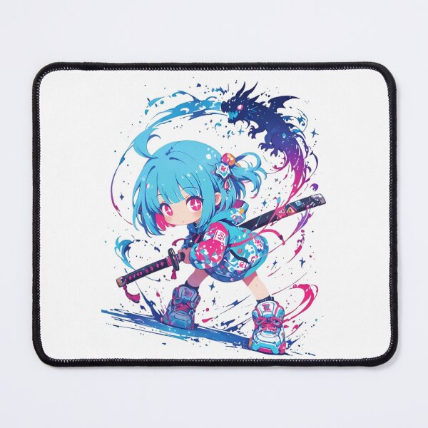 Item preview, Chibi Katana Girl with Spirit Dragon | Colorful Anime-Inspired Warrior designed and sold by Dyan4.