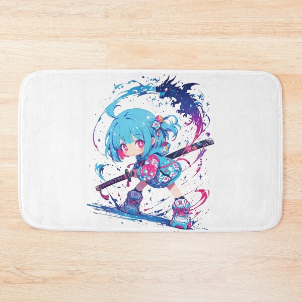 Item preview, Chibi Katana Girl with Spirit Dragon | Colorful Anime-Inspired Warrior designed and sold by Dyan4.