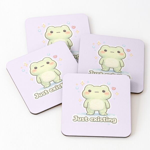 Item preview, Just Existing – Cute Minimal Frog Meme Illustration designed and sold by Kylie’s Kanvas.