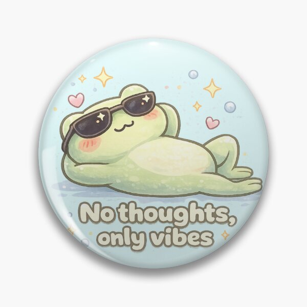 Item preview, No Thoughts Only Vibes – Chill Funny Frog Illustration designed and sold by KyliesKanvas22.