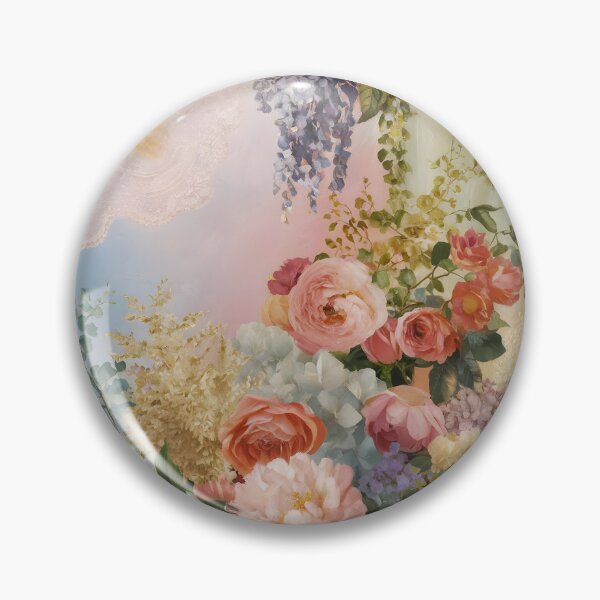 Item preview, Regency Lace Garden – Delicate Wisterias, Roses Peonies in Soft Pastels designed and sold by EmeraldeaArt.