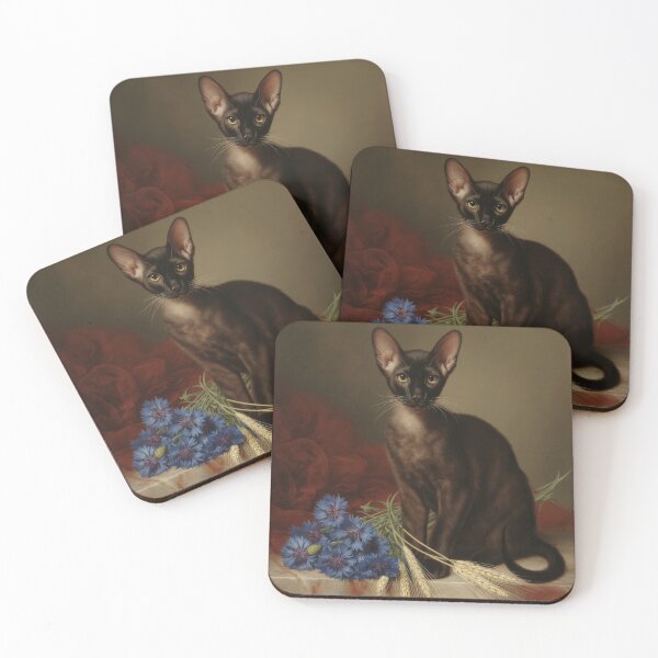 Item preview, Black Peterbald Cat with Cornflowers designed and sold by VictorMassacre.