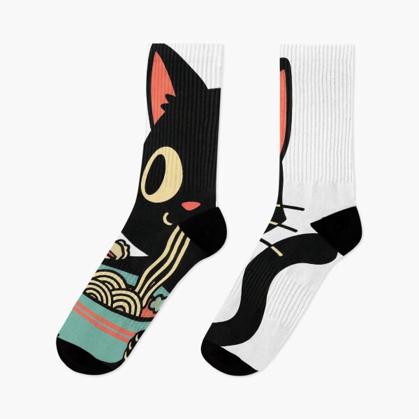 Artikelvorschau, Vintage japanische schwarze Katze isst Nudeln entworfen und verkauft von Avrestore.