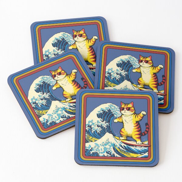 Item preview, Cat Surfing The Great Wave. designed and sold by EunsooLee.