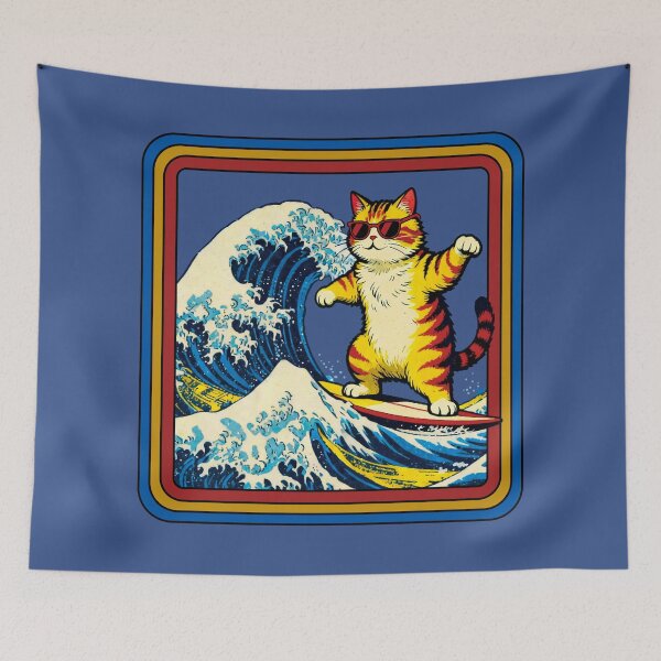 Item preview, Cat Surfing The Great Wave. designed and sold by EunsooLee.
