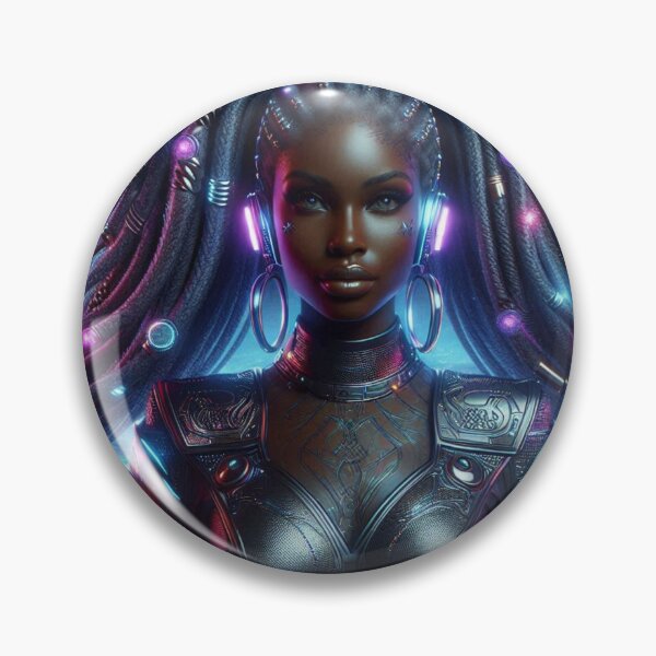 Item preview, Afrofuturistic Melanin Queen – Sci-Fi Black Woman Art | Futuristic Empowerment Wall Art designed and sold by BloomyBCrafts.