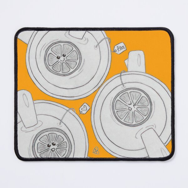 Item preview, Cozy Tea Party (Orange Background) - Lemon Slices Floating in Tea Cups designed and sold by nebelimr.