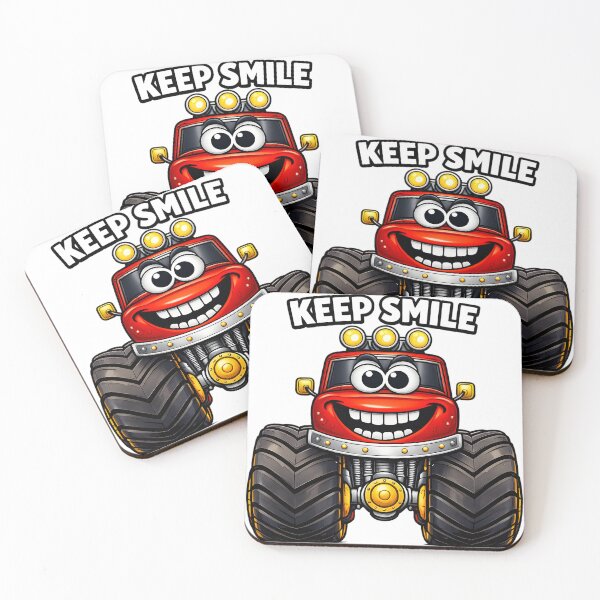 Item preview, Keep Smile Monster Truck Cartoon – Happy Off Road Truck Illustration designed and sold by fantasycutepaws.