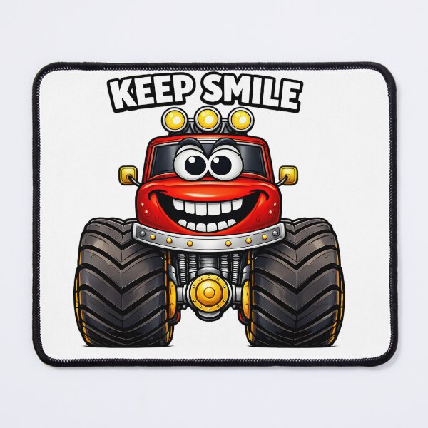 Item preview, Keep Smile Monster Truck Cartoon – Happy Off Road Truck Illustration designed and sold by fantasycutepaws.