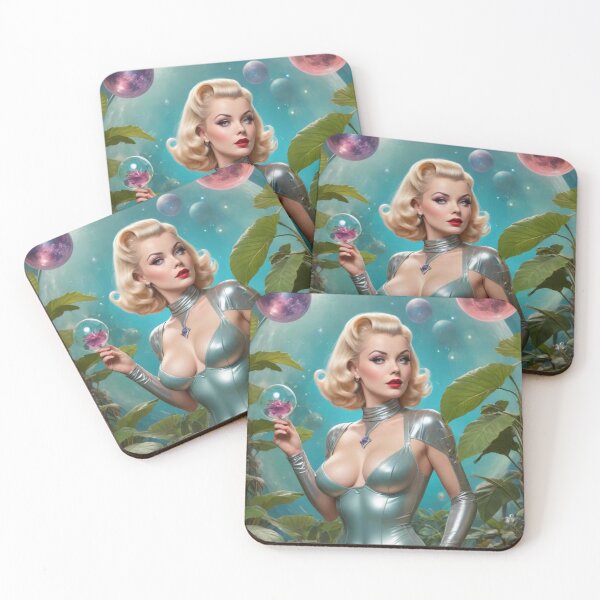 Item preview, Vintage Space Garden Goddess Pin‑Up – Retro Atomic Sci‑Fi Art Poster designed and sold by MissSaylor.
