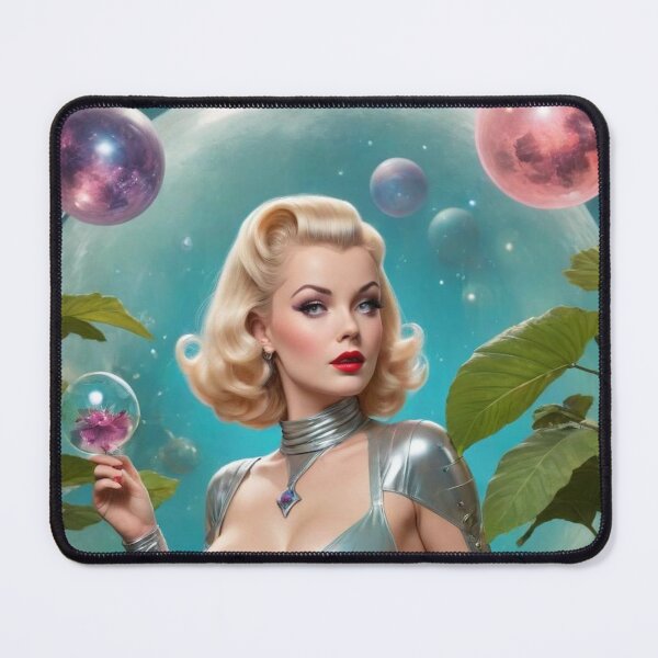 Item preview, Vintage Space Garden Goddess Pin‑Up – Retro Atomic Sci‑Fi Art Poster designed and sold by MissSaylor.