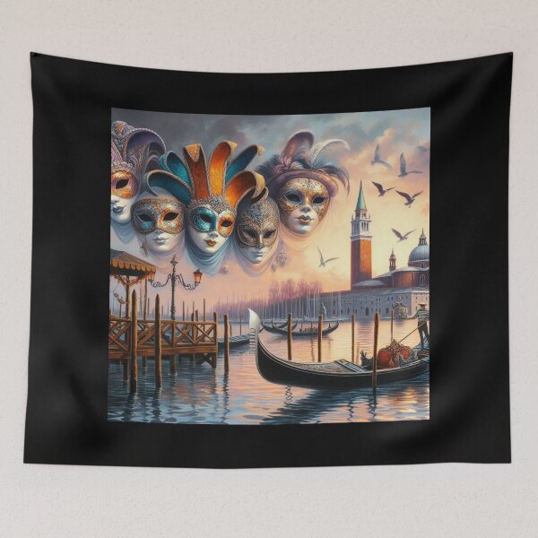 Item preview, Carnival in Venice – Gondola and Masks designed and sold by Sybille-Yates.