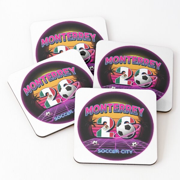 Item preview, Monterrey 2026 Retro Synthwave Soccer City Logo designed and sold by Silent Watch Threads..