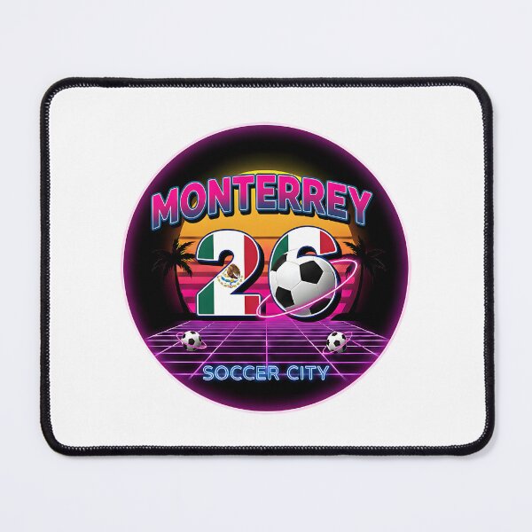 Item preview, Monterrey 2026 Retro Synthwave Soccer City Logo designed and sold by Silent Watch Threads..