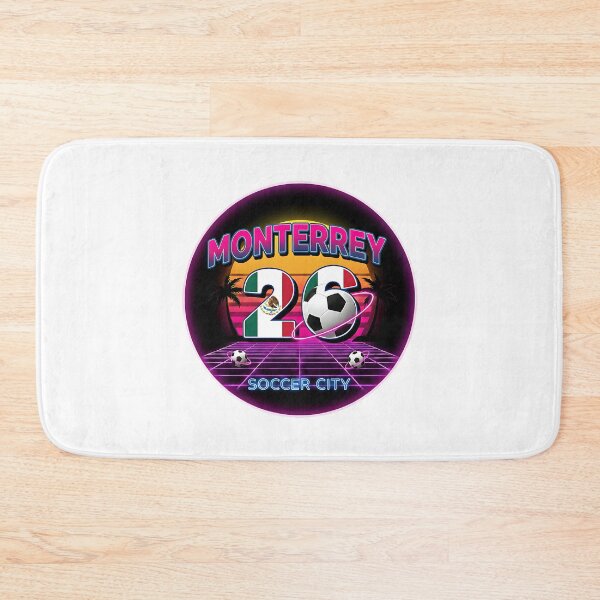 Item preview, Monterrey 2026 Retro Synthwave Soccer City Logo designed and sold by Silent Watch Threads..