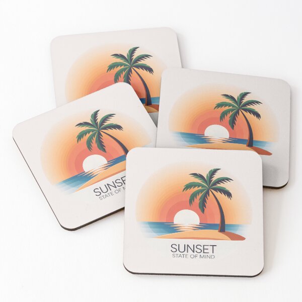 Item preview, Sunset State of Mind Tropical Beach Palm Tree and Ocean Art designed and sold by SplashTastic.
