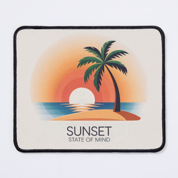 Item preview, Sunset State of Mind Tropical Beach Palm Tree and Ocean Art designed and sold by SplashTastic.