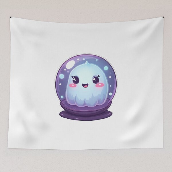 Item preview, Cute Crystal Ball Ghost – Cozy Spooky Kawaii Fantasy Art designed and sold by santi-ia.