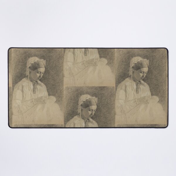 Item preview, Woman Embroidering by Edgar Degas: Vintage Impressionist Drawing Poster designed and sold by artofuniverse.