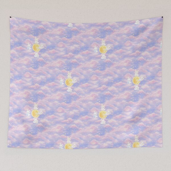 Item preview, Dreamy Bunny Moon Seamless Pattern – Pastel Night Nursery Design designed and sold by ClamberryStudio.