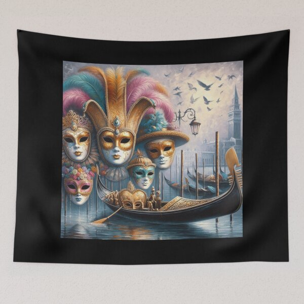 Item preview, Carnival in Venice – Gondola and Masks designed and sold by Sybille-Yates.
