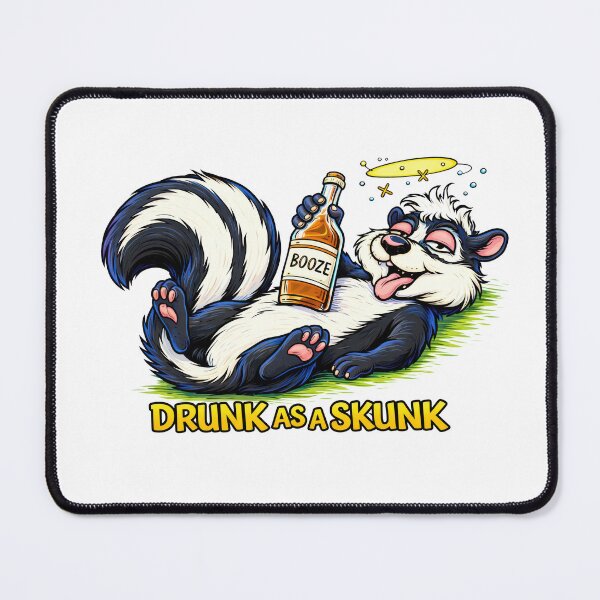 Item preview, Drunk as a Skunk – Funny Cartoon Skunk Drinking designed and sold by Moriarty's Digital Visions.