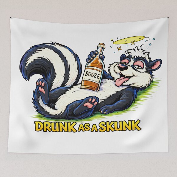 Item preview, Drunk as a Skunk – Funny Cartoon Skunk Drinking  designed and sold by Moriarty's Digital Visions.