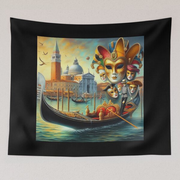 Item preview, Carnival in Venice – Gondola and Masks designed and sold by Sybille-Yates.