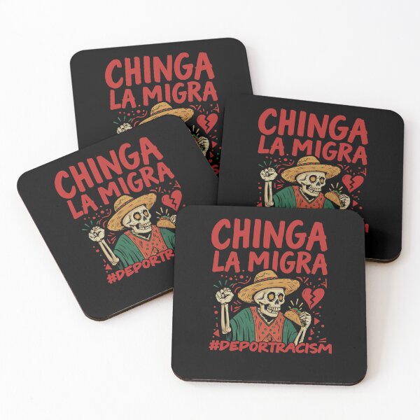 Item preview, Chinga La Migra – Obra de arte de esqueleto de protesta contra el racismo designed and sold by Evaevonechi.