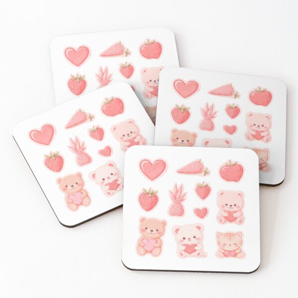 Item preview, cute pink strawberry and cat pack designed and sold by cloudzer0000.