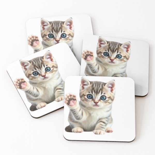 Item preview, Adorable Waving Kitten - Cute Tabby Cat High Five designed and sold by StickerBuild07 .