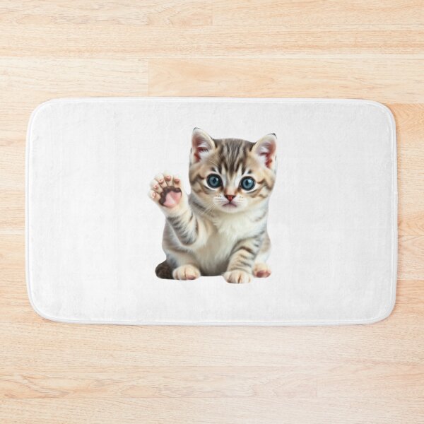 Item preview, Adorable Waving Kitten - Cute Tabby Cat High Five designed and sold by StickerBuild07 .