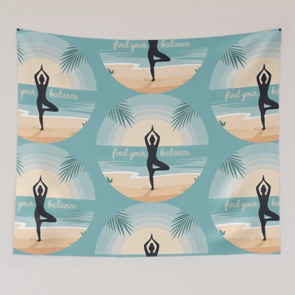 Item preview, Find Your Balance Yoga Tree Pose Beach Sunset Zen Art designed and sold by SplashTastic.