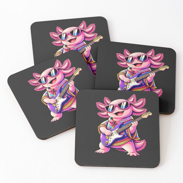 Item preview, Rockstar Axolotl Playing Guitar – Cool Pop Art Music Animal Illustration designed and sold by ColorSplash123.