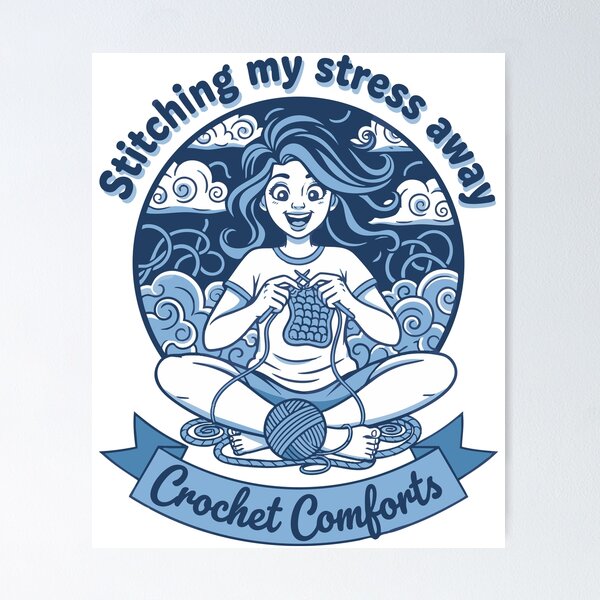 Item preview, Stitching My Stress Away Crochet Comforts Funny designed and sold by LuminOrb.