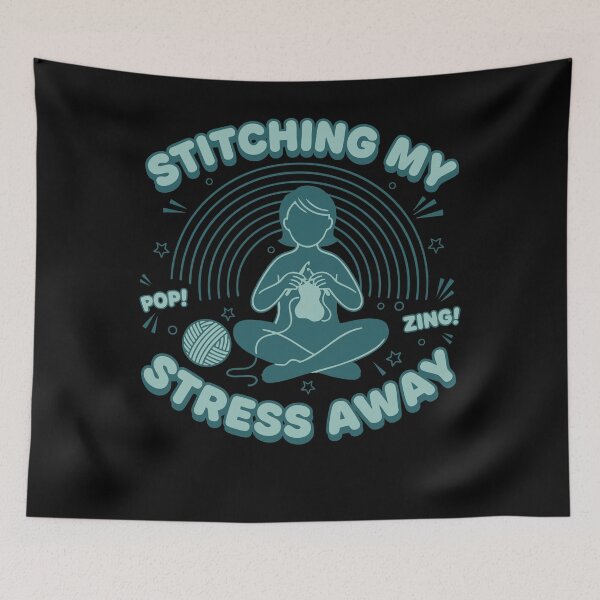 Item preview, Stitching My Stress Away Funny Crochet Lover Yarn designed and sold by LuminOrb.
