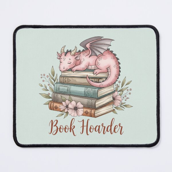 Item preview, Book hoarder pink dragon and books  designed and sold by FatBirdie.