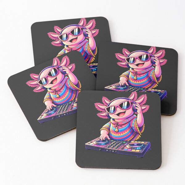Item preview, DJ Axolotl Mixing Beats – Neon Pop Art Music Animal Illustration designed and sold by ColorSplash123.