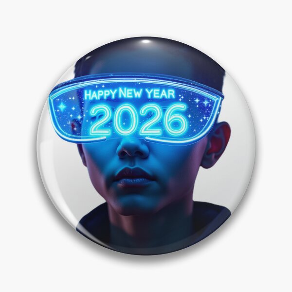 Item preview, A person wearing a futuristic visor that projects a holographic "Happy New Year 2026" message. designed and sold by STICKERS FOR SALE NOW.