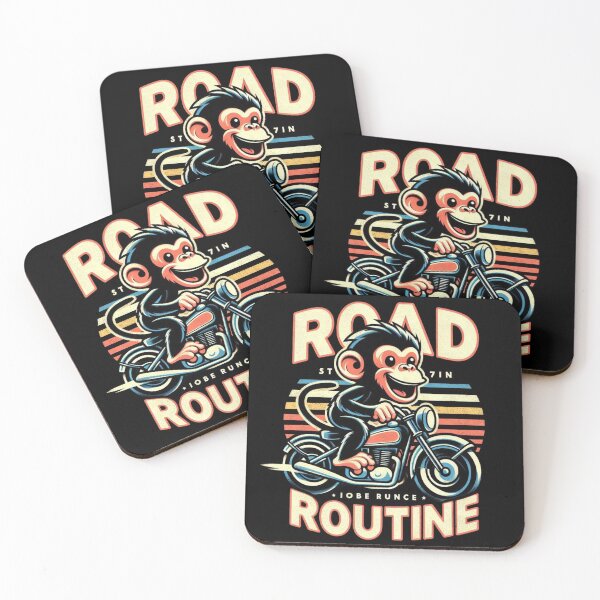 Item preview, Road Routine Monkey - Retro Vintage Motorcycle Biker designed and sold by Zoo-Moo.