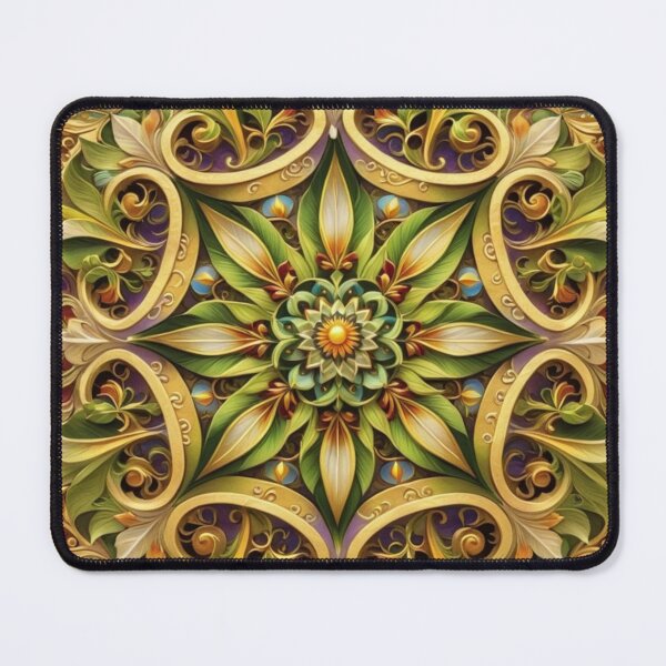 Item preview, Emerald Garden Ornament – Golden Floral Mandala designed and sold by Colorshow-relax.