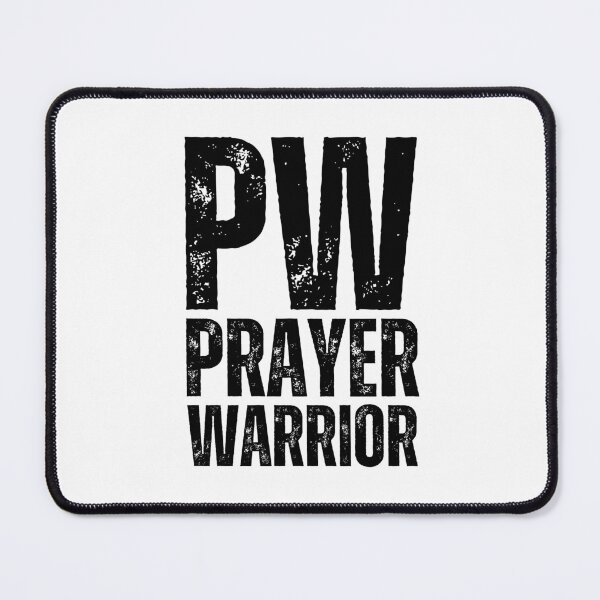 Item preview, PW Prayer Warrior – Bold Distressed Christian Design for Faith‑Driven Believers Black Font Stacked designed and sold by GFamilyC.