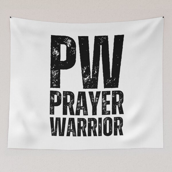 Item preview, PW Prayer Warrior – Bold Distressed Christian Design for Faith‑Driven Believers Black Font Stacked designed and sold by GFamilyC.