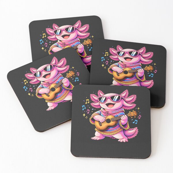Item preview, Cute Happy Axolotl Playing Ukulele – Cheerful Pop Art Music Illustration designed and sold by ColorSplash123.