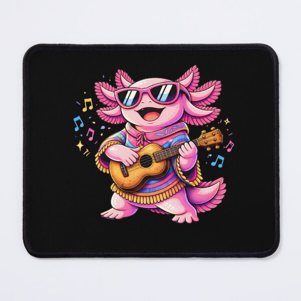 Item preview, Cute Happy Axolotl Playing Ukulele – Cheerful Pop Art Music Illustration designed and sold by ColorSplash123.