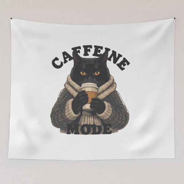 Item preview,  Caffeine mode  Cat – Cute Cozy Black Cat Coffee Lover T-Shirt for Cat Moms designed and sold by Graphizia.