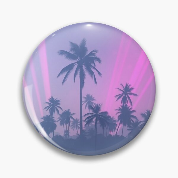 Item preview, Tropical Island Silhouette with Neon Pink Light Rays designed and sold by PalmixArt.