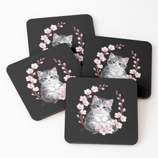 Item preview, Cat With Cherry Blossoms Cute Cat designed and sold by MythWoot.