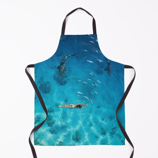 Item preview, Swimming With Sharks, Underwater Ocean Scene, Blue Moody Art designed and sold by Neonyx2020.