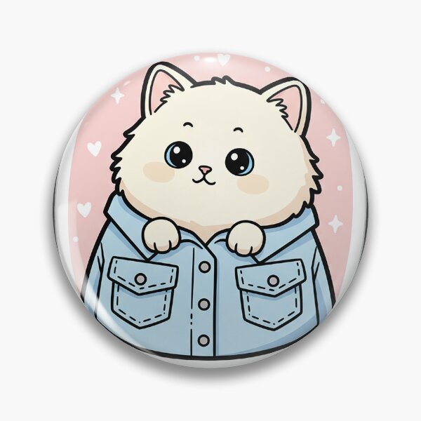 Item preview, Cute Kawaii Kitten in Oversized Denim Jacket designed and sold by Born to Flow.